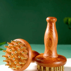 ฟันโอ๊คทองเหลืองแหวนหวีแชมพูแปรงสุขภาพหัวทองแดงบําบัดหัวแปรงหญิงเมริเดียนหวีทองเหลืองเมริเดียนแปรง